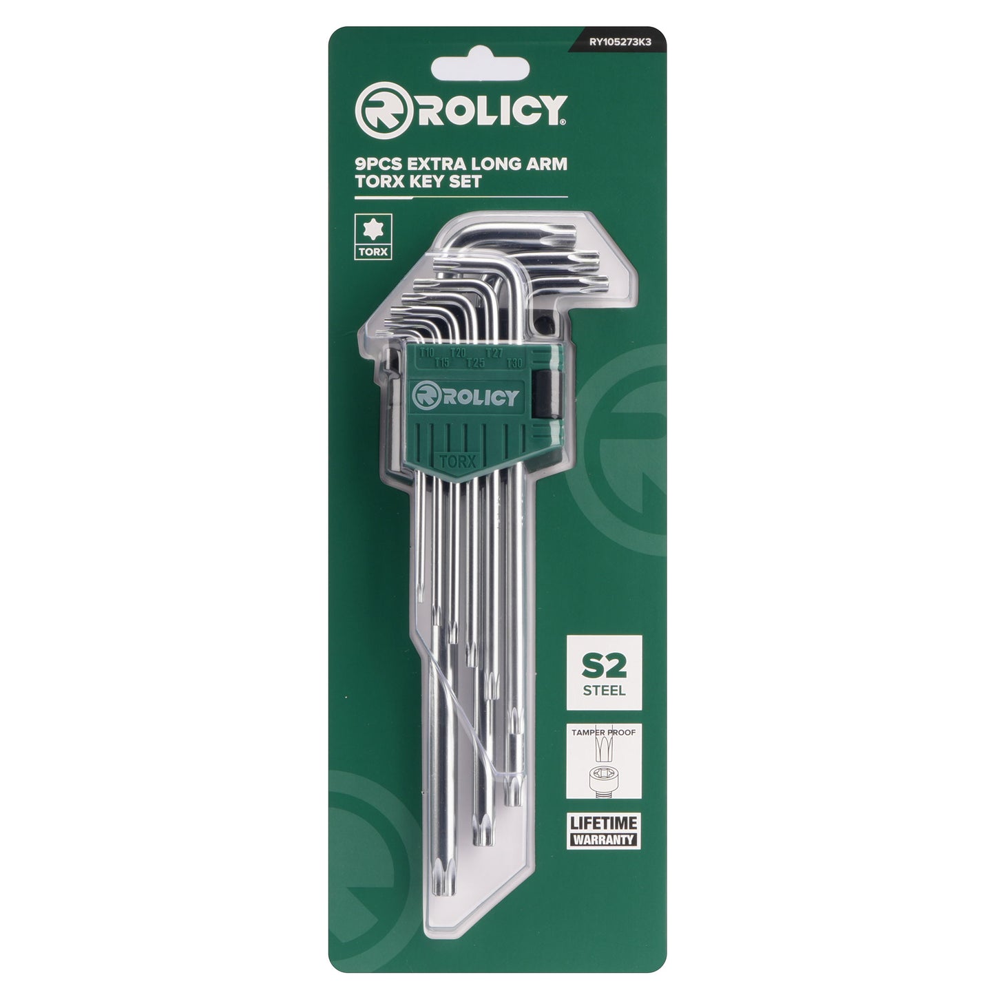 Rolicy 9pcs Extra Long Arm Torx Key Set