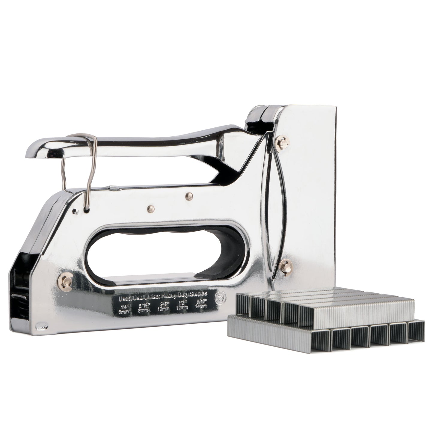Rolicy Heavy Duty Staple Gun with All Metal Construction, Lock Down Handle, Visible Re-fill Indicator, and Convenient Bottom Loading for Quick Jam Clearing - Ideal for Insulation, Plastic Sheeting, Carpets, Cardboard, Mouldings, Beading,and Frames
